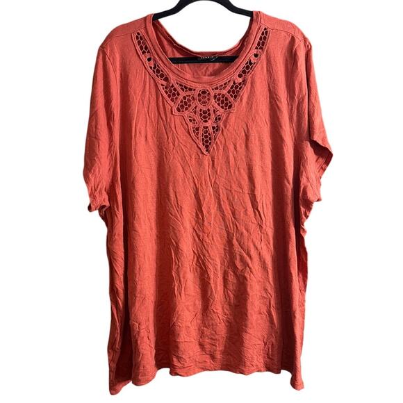Torrid Women's Plus Size Orange Crochet Crew Neck Tee Size 4 4X - Picture 1 of 5
